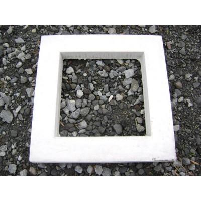 Square concrete shrub surround on gravel